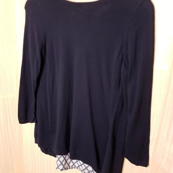 Loft Mixed Material Lightweight Sweater With Silky Back Blue Small - Picture 3 of 6